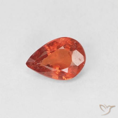 0.44ct Натуральный Огонь Оранжевый Сапфир, Форма груши, Чистота VS