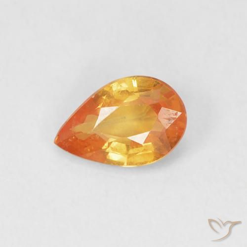 0.52ct Натуральный Ярко-оранжевый Сапфир, Форма груши, VVS-VS