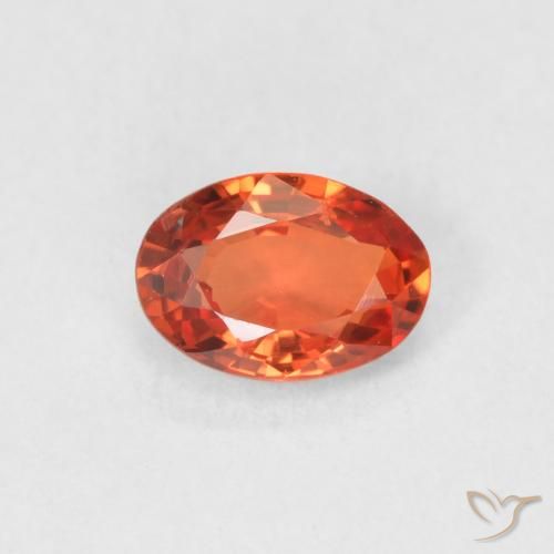 0.60ct Натуральный Красновато-оранжевый Сапфир, Овал, VVS-VS