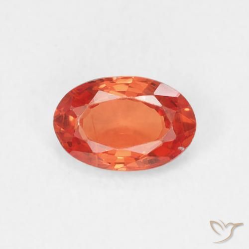 0.56ct Натуральный Теплый апельсин Сапфир, Овал, Чистота VS