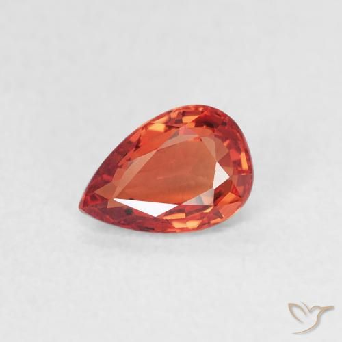 0.56ct Натуральный Красновато-оранжевый Сапфир, Форма груши, VVS-VS