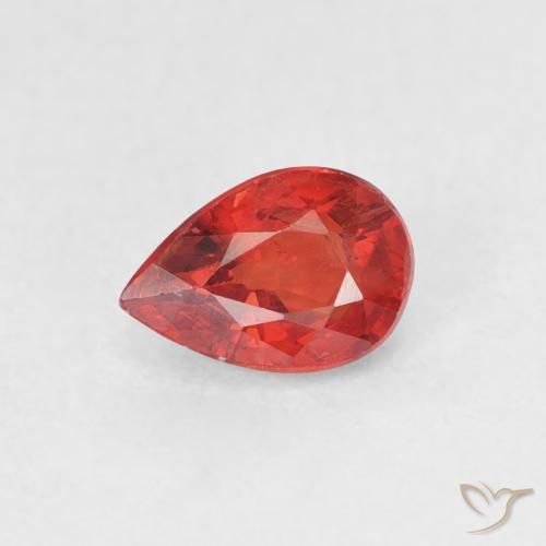 0.68ct Натуральный Ярко-красный Сапфир, Форма груши, Чистота VS