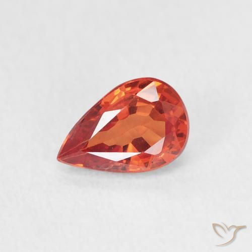 0.63ct Натуральный Теплый апельсин Сапфир, Форма груши, Чистота VS