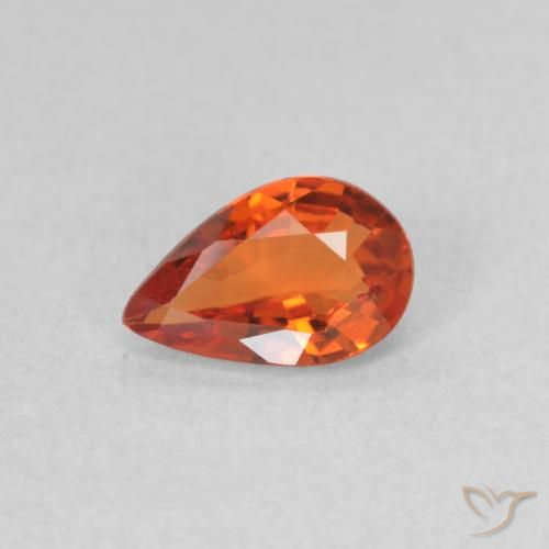 0.44ct Натуральный Красновато-оранжевый Сапфир, Форма груши, VVS-VS