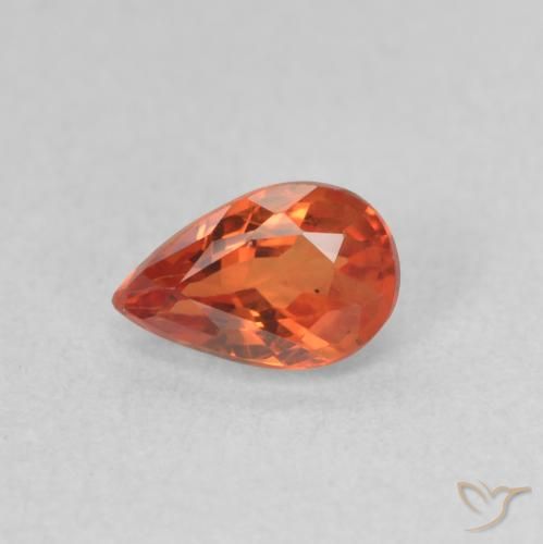 0.58ct Натуральный Красновато-оранжевый Сапфир, Форма груши, Чистота VS