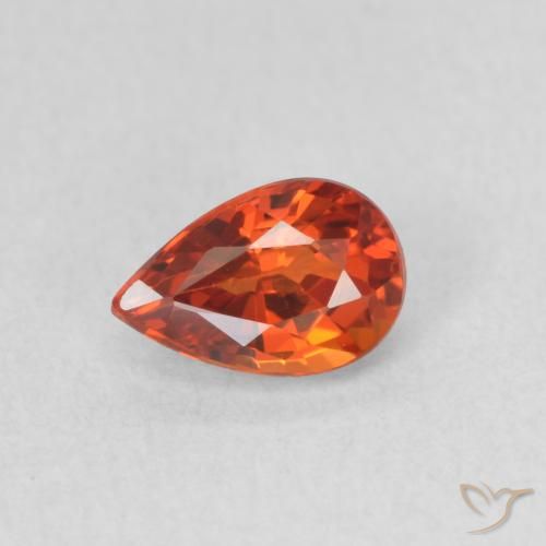 0.69ct Натуральный Красновато-оранжевый Сапфир, Форма груши, VVS-VS