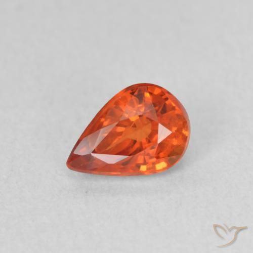 0.58ct Натуральный Красновато-оранжевый Сапфир, Форма груши, Чистота VS