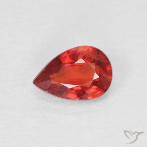 0.57ct Натуральный Ярко-красный Сапфир, Форма груши, Чистота VS