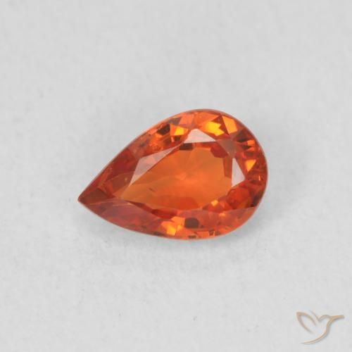 0.59ct Натуральный Красновато-оранжевый Сапфир, Форма груши, Чистота VS