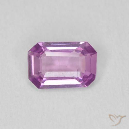 0.59ct Натуральный Интенсивный розовато-фиолетовый Сапфир, Изумрудная огранка, Чистота VVS
