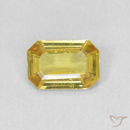 0.57ct Натуральный Средний желтый Сапфир, Изумрудная огранка, VVS-VS