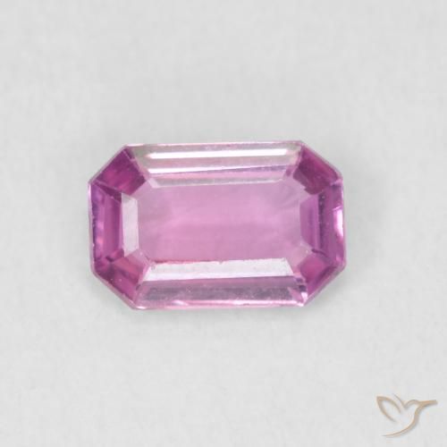 0.57ct Натуральный Пурпурно-розовый Сапфир, Изумрудная огранка, Чистота VVS