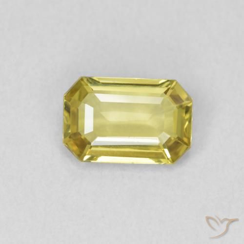 0.65ct Натуральный Средний желтый Сапфир, Изумрудная огранка, Чистота VVS