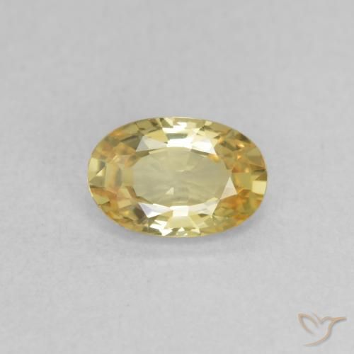 0.54ct Натуральный Средний желтый Сапфир, Овал, Чистота VVS