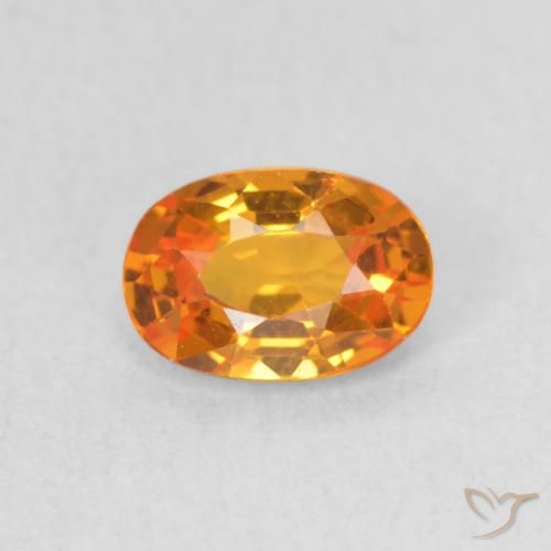 0.64ct Натуральный Ярко-оранжевый Сапфир, Овал, Чистота VVS