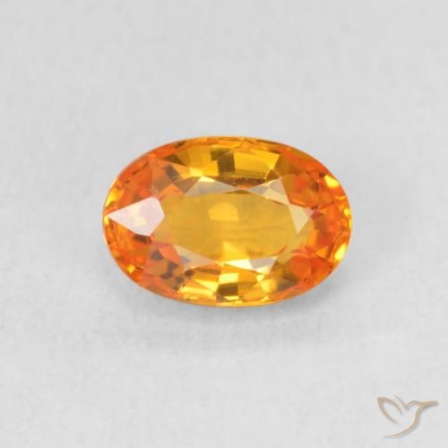 0.64ct Натуральный Ярко-оранжевый Сапфир, Овал, Чистота VVS