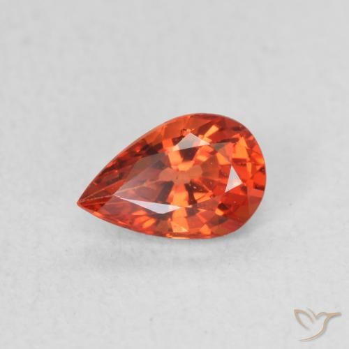 0.49ct Натуральный Красновато-оранжевый Сапфир, Форма груши, Чистота VVS