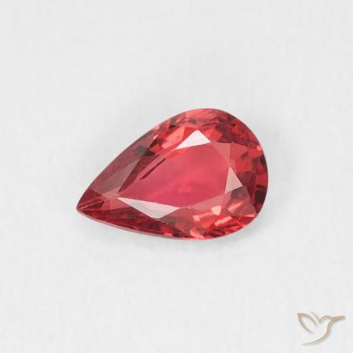 0.45ct Натуральный Средний красный Сапфир, Форма груши, Чистота VVS