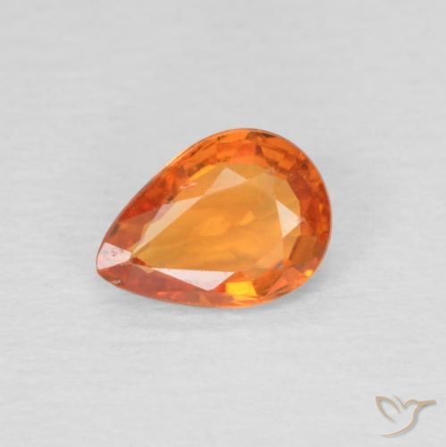 0.69ct Натуральный Ярко-оранжевый Сапфир, Форма груши, Чистота VS
