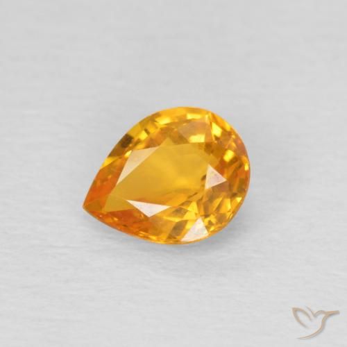 0.70ct Натуральный Оранжево-золотой Сапфир, Форма груши, Чистота VS