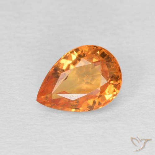 1.05ct Натуральный Ярко-оранжевый Сапфир, Форма груши, Чистота VS