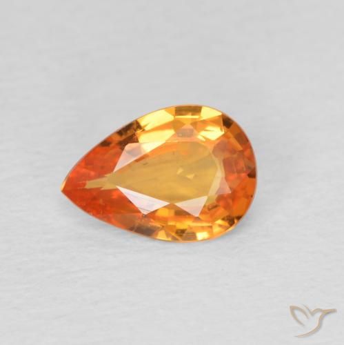 0.69ct Натуральный Ярко-оранжевый Сапфир, Форма груши, VVS-VS