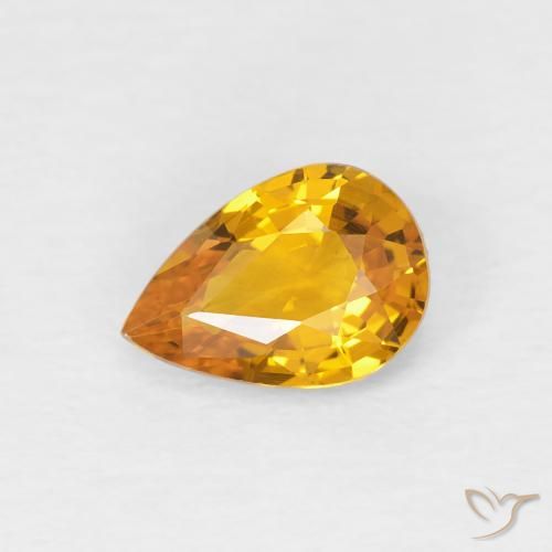 0.83ct Натуральный Абрикос Апельсин Сапфир, Форма груши, Чистота VVS