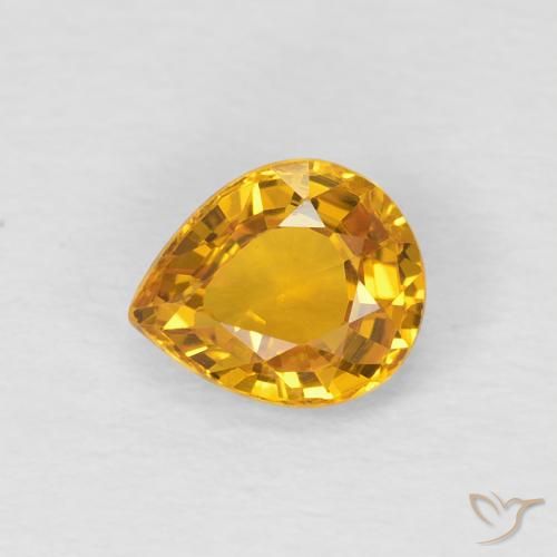 0.79ct Натуральный Оранжево-золотой Сапфир, Форма груши, VVS-VS