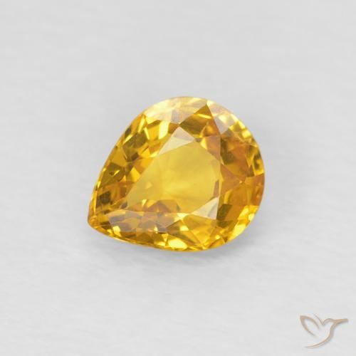 0.64ct Натуральный Золотой Сапфир, Форма груши, Чистота VS