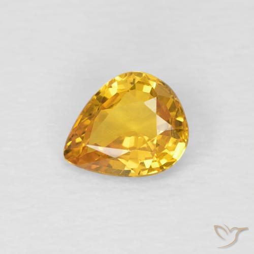 0.60ct Натуральный Золотой Сапфир, Форма груши, Чистота VS