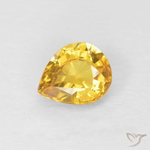 0.62ct Натуральный Золотой Сапфир, Форма груши, Чистота VS