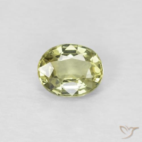 0.50ct Натуральный Светло-зеленовато-желтый Сапфир, Овал, Чистота VVS