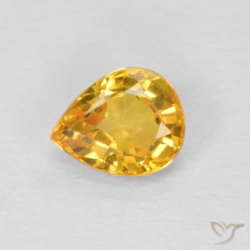 0.70ct Натуральный Золотисто-оранжевый Сапфир, Форма груши, Чистота VVS