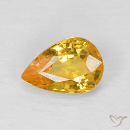 0.86ct Натуральный Оранжево-золотой Сапфир, Форма груши, Чистота VVS