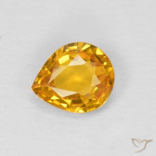 0.61ct Натуральный Medium Light Orange-Gold Сапфир, Форма груши, Чистота VS