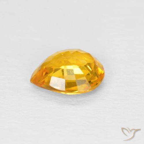 0.61 карата, натуральный Medium Light Orange-Gold Сапфир, Форма груши, Чистота VS