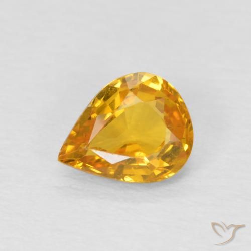 0.65ct Натуральный Оранжево-золотой Сапфир, Форма груши, Чистота VS