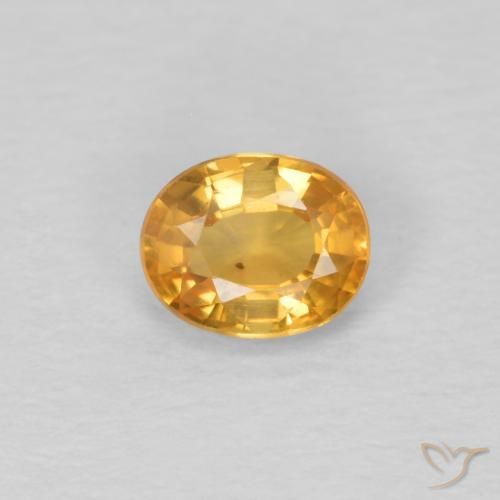 0.51ct Натуральный Оранжево-золотой Сапфир, Овал, VVS-VS