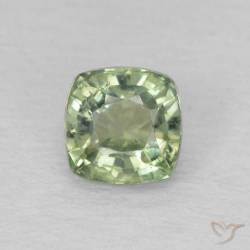 0.64ct Натуральный Очень светло-зеленый Сапфир, Подушка, Чистота VS