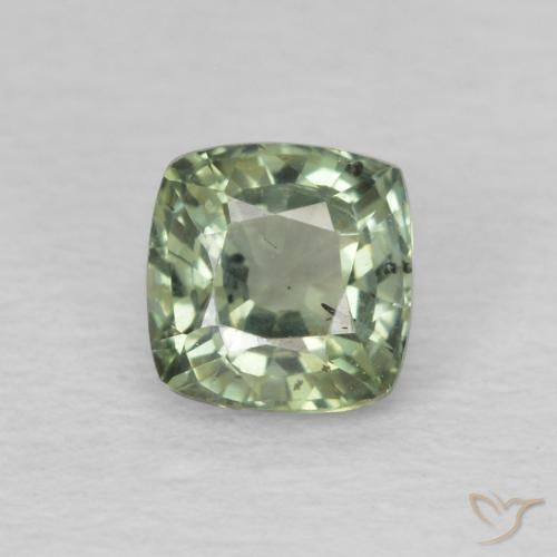 0.63ct Натуральный Светло-зеленый Сапфир, Подушка, Чистота VS