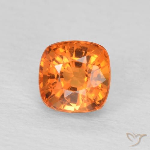 0.61ct Натуральный Ярко-оранжевый Сапфир, Подушка, Чистота VVS
