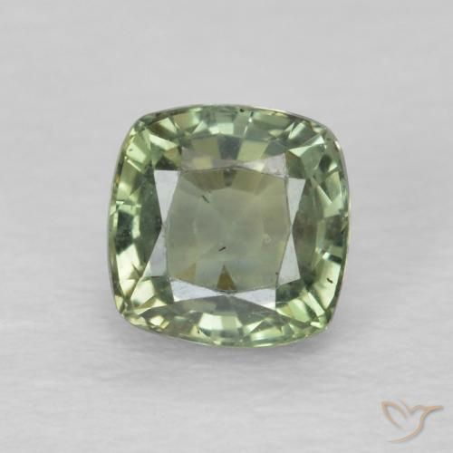 0.72ct Натуральный Светло-зеленый Сапфир, Подушка, Чистота VS