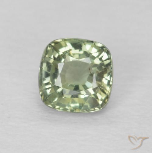 0.52ct Натуральный Светло-зеленый Сапфир, Подушка, Чистота VS