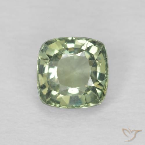 0.53ct Натуральный Светло-зеленый Сапфир, Подушка, Чистота VS
