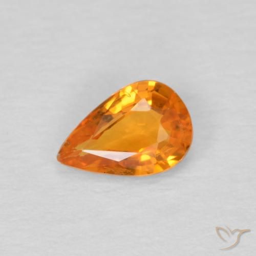 0.47ct Натуральный Ярко-оранжевый Сапфир, Форма груши, Чистота VS