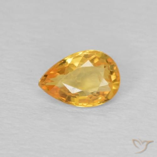 0.44ct Натуральный Темно-золотой апельсин Сапфир, Форма груши, Чистота VS
