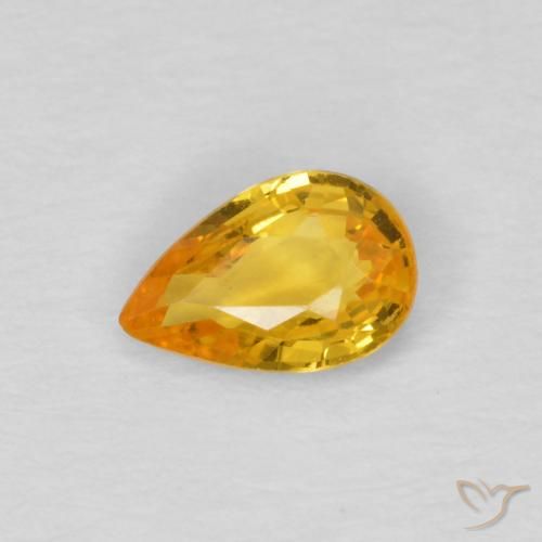 0.45ct Натуральный Темно-золотой апельсин Сапфир, Форма груши, Чистота VS