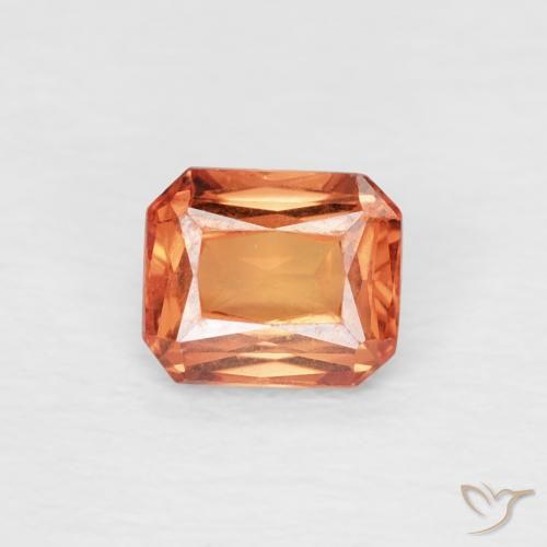 0.55ct Натуральный Огонь Оранжевый Сапфир, Изумрудная огранка, Чистота VVS