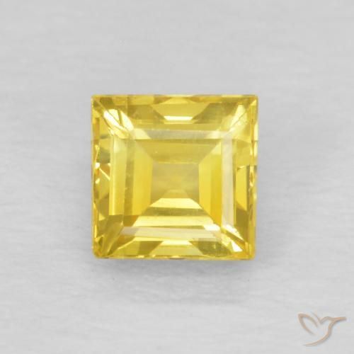 0.60ct Натуральный Средний желтый Сапфир, Квадрат, VVS-VS