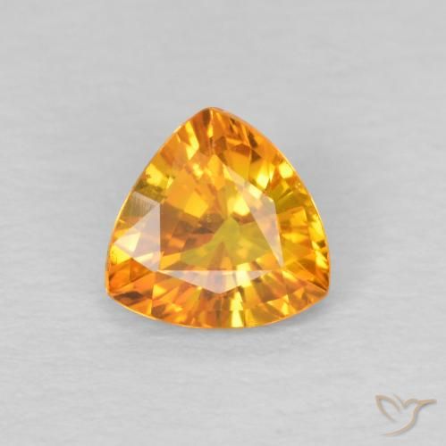0.72ct Натуральный Темно-оранжевый Сапфир, Триллион, Чистота VS